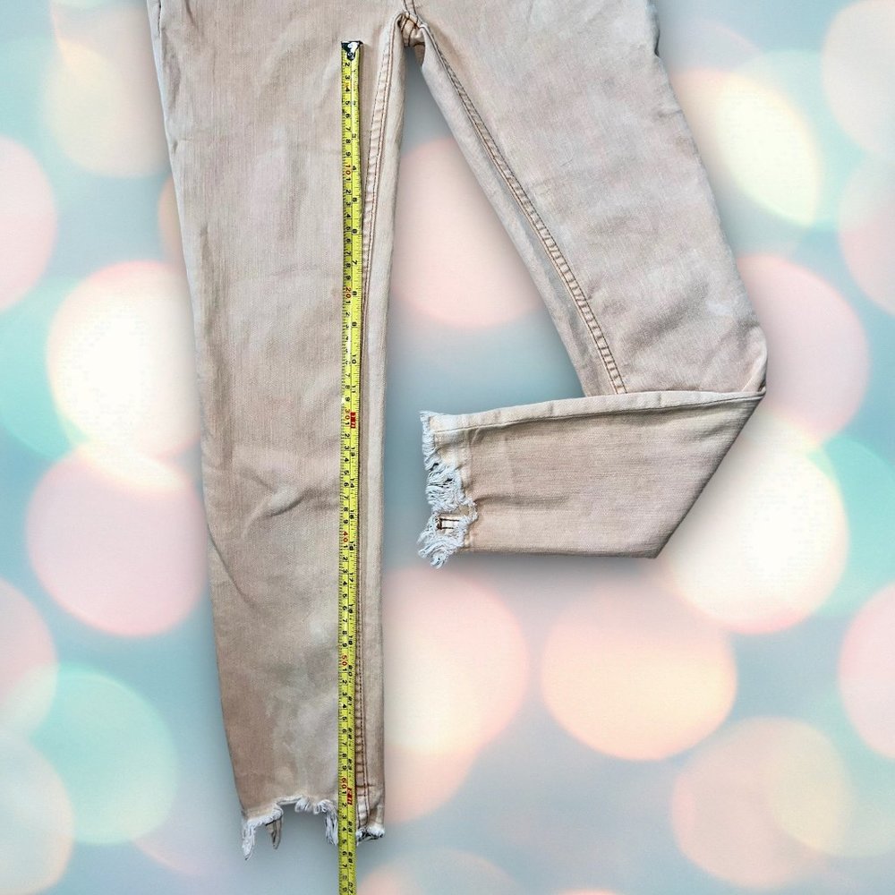 Free People “We The Free” Women’s Raw Hem Beige Cream Skinny Denim Jeans 27 - Picture 3 of 6